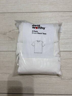 Deal Worthy Men's T-Shirts Crew Neck Undershirt 3 Pack Basic Tee White Medium